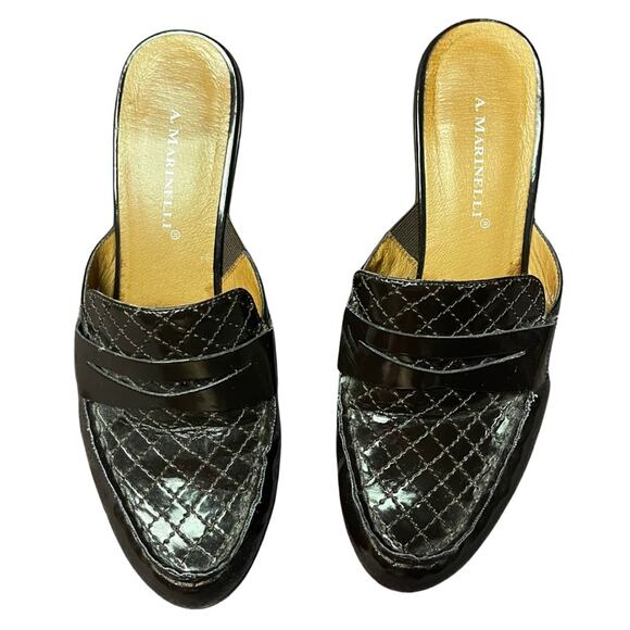 A Marinelli slides mules heels leather loafers slide on professional size 9.5 - Picture 1 of 9